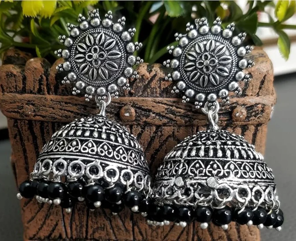Silver Oxidised Jhumka