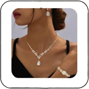 Bride Silver Bridal Necklace Earrings Set