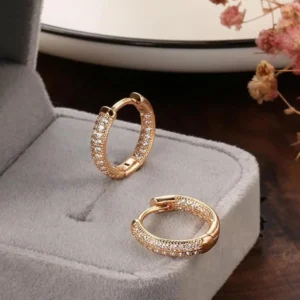 18k Rose Gold Plated Latest Fancy Stylish Copper Zircon Bali Earrings for Women