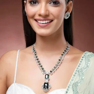 Royale Celebrity Inspired Green American Diamond Cystal Jewellery Set For Women